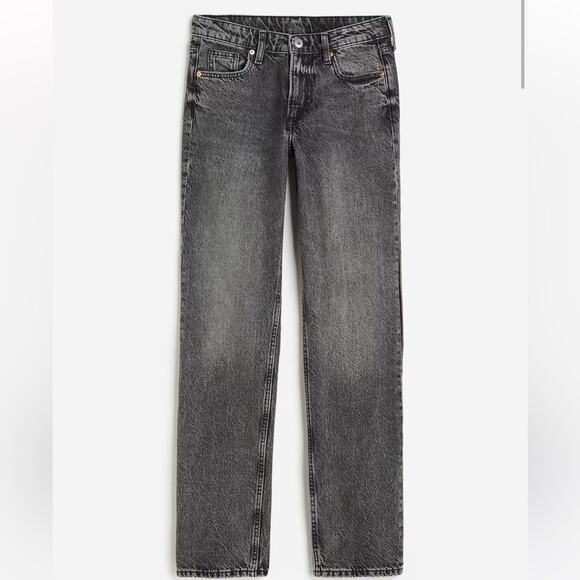 H&M Black Acid Wash Straight Leg Jeans - Picture 1 of 6